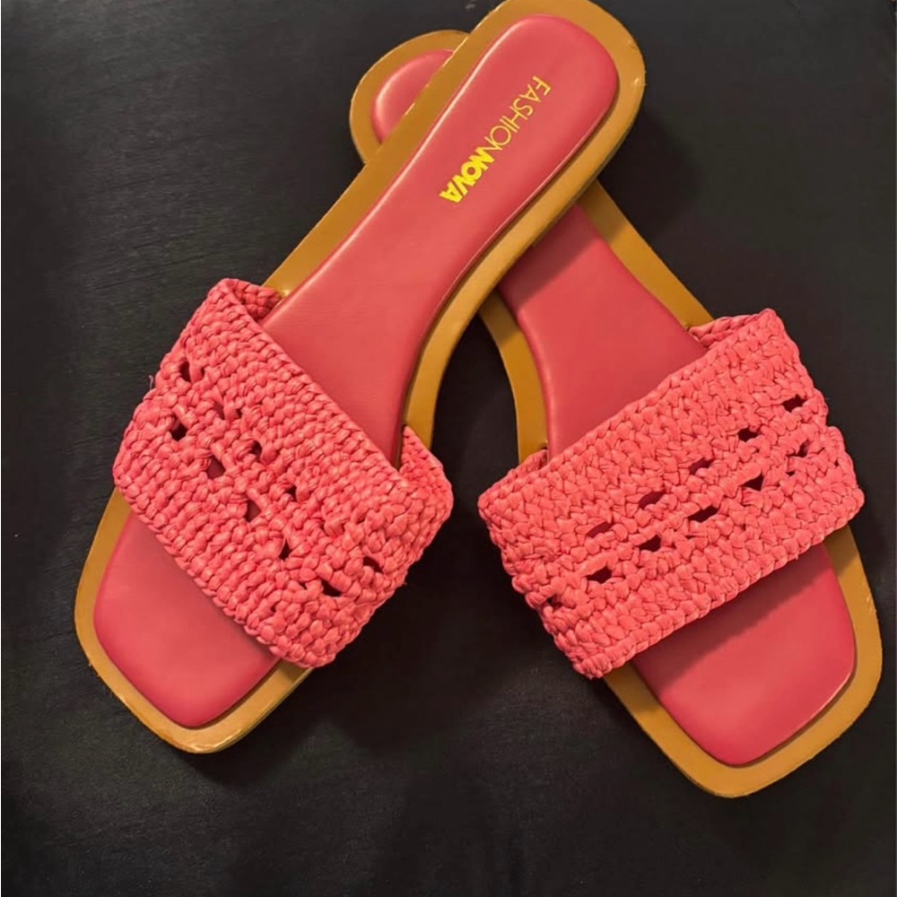 Fashion Nova Pink Sandals with Woven Strap